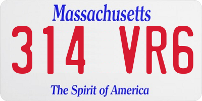 MA license plate 314VR6