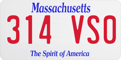MA license plate 314VS0