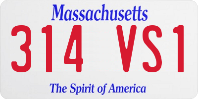 MA license plate 314VS1