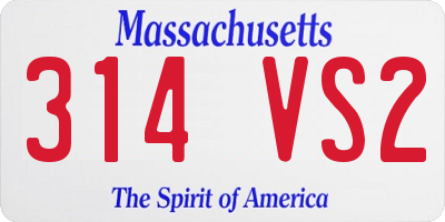 MA license plate 314VS2
