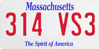 MA license plate 314VS3
