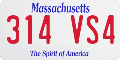 MA license plate 314VS4
