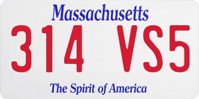 MA license plate 314VS5