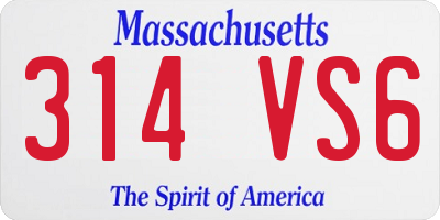 MA license plate 314VS6