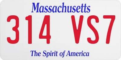 MA license plate 314VS7