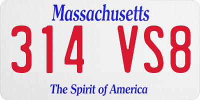 MA license plate 314VS8