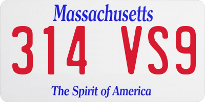 MA license plate 314VS9
