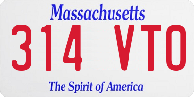 MA license plate 314VT0