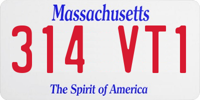 MA license plate 314VT1