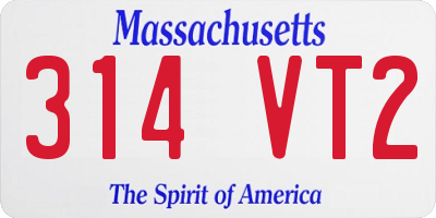 MA license plate 314VT2