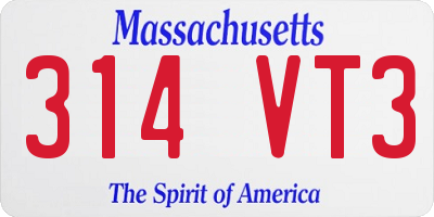 MA license plate 314VT3