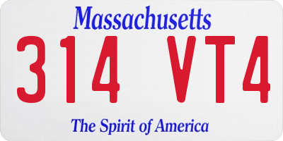 MA license plate 314VT4
