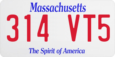 MA license plate 314VT5