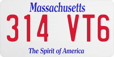 MA license plate 314VT6