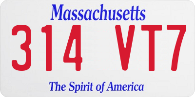 MA license plate 314VT7