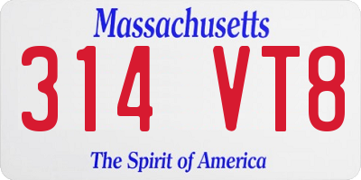 MA license plate 314VT8