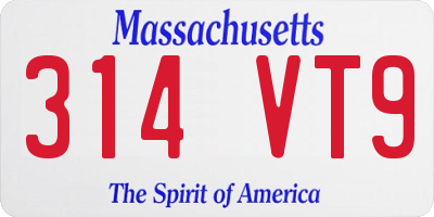 MA license plate 314VT9