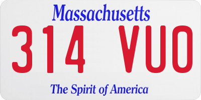 MA license plate 314VU0