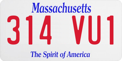 MA license plate 314VU1