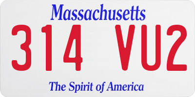 MA license plate 314VU2