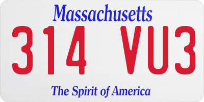 MA license plate 314VU3