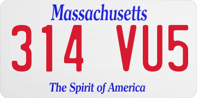 MA license plate 314VU5