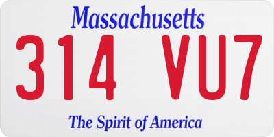 MA license plate 314VU7
