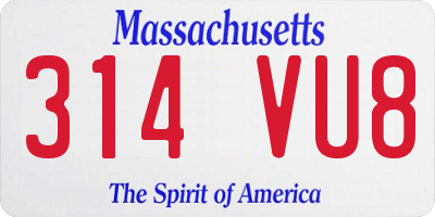 MA license plate 314VU8