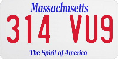 MA license plate 314VU9