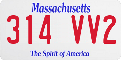 MA license plate 314VV2