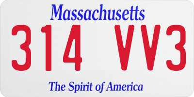 MA license plate 314VV3