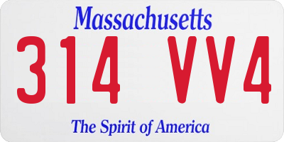 MA license plate 314VV4