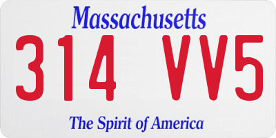 MA license plate 314VV5
