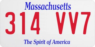 MA license plate 314VV7