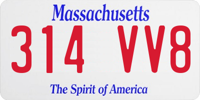 MA license plate 314VV8
