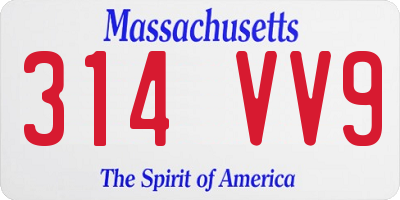 MA license plate 314VV9