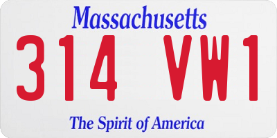 MA license plate 314VW1