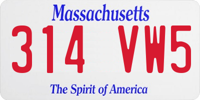 MA license plate 314VW5