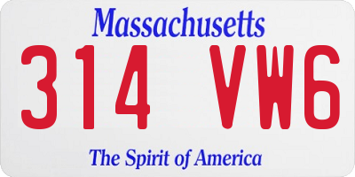 MA license plate 314VW6