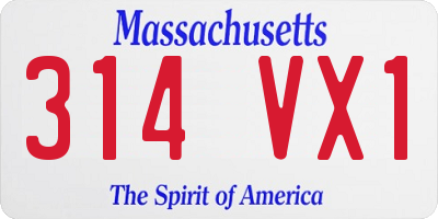 MA license plate 314VX1
