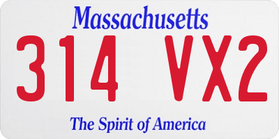 MA license plate 314VX2