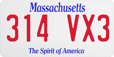 MA license plate 314VX3