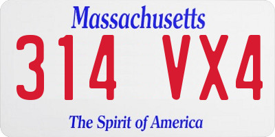 MA license plate 314VX4