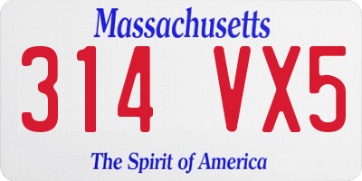 MA license plate 314VX5