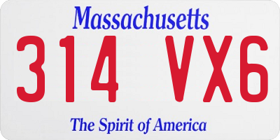 MA license plate 314VX6