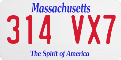 MA license plate 314VX7