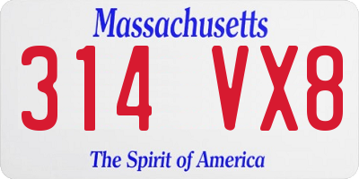 MA license plate 314VX8