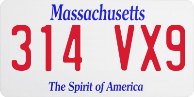 MA license plate 314VX9