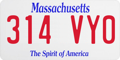 MA license plate 314VY0