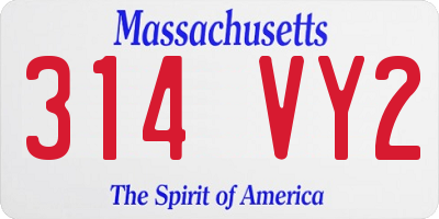 MA license plate 314VY2